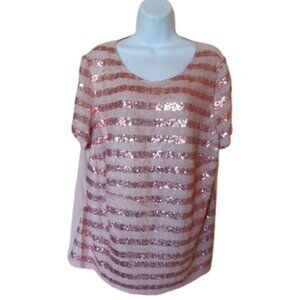 Blush Pink Blouse with Sequins Size 58  Euro  ( XL)